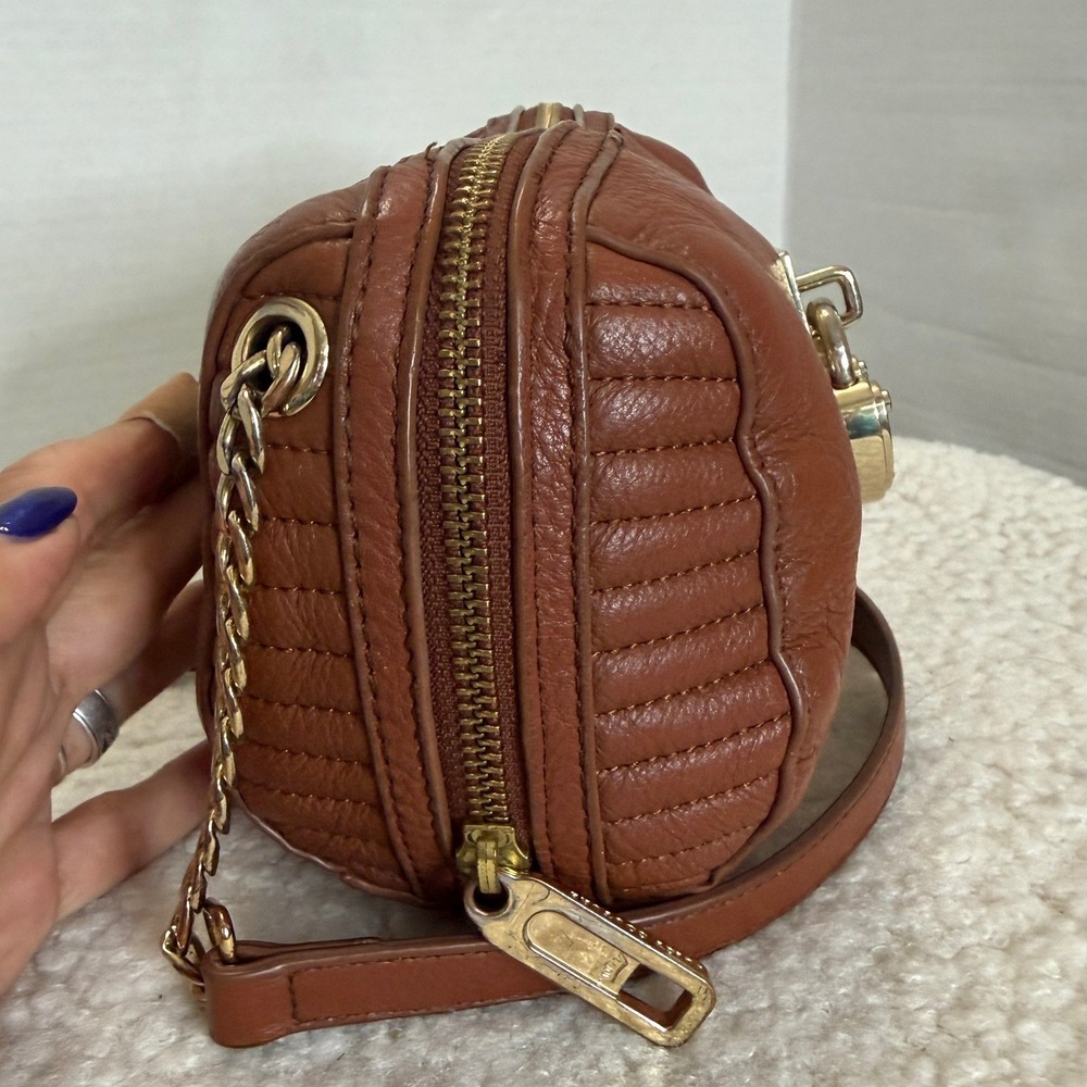 Juicy Couture Brown Leather Crossbody Bag Heart Padlock Leopard Print Lining - Picture 4 of 15